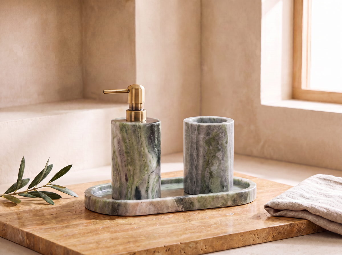 Emerald Green Marble Bathroom Set