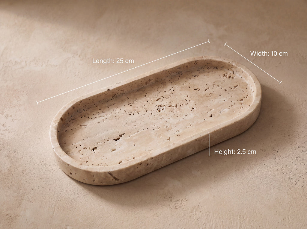 Natural Travertine Soap Dispenser – dimensions tray