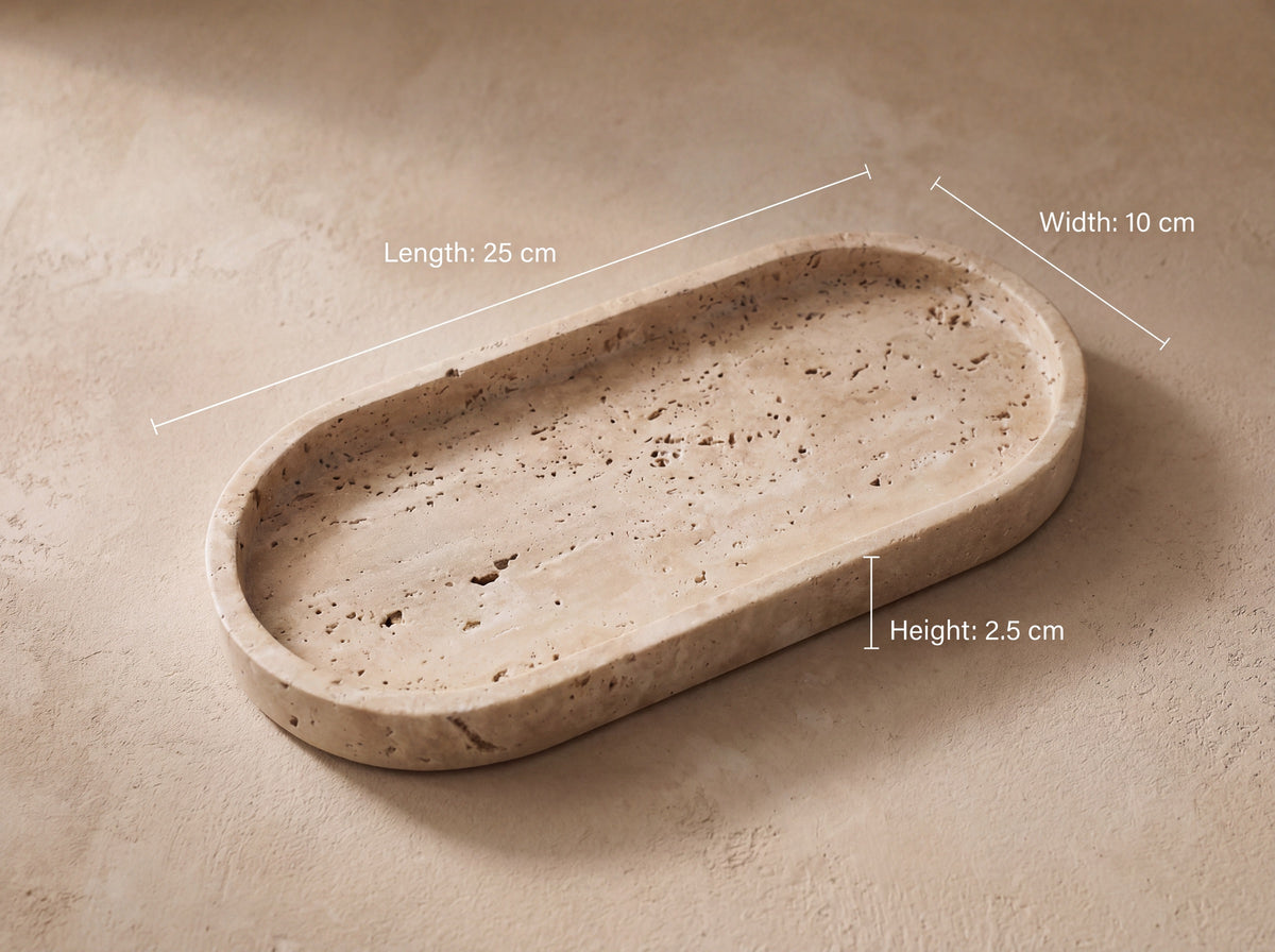 Natural Travertine Soap Dispenser – dimensions tray