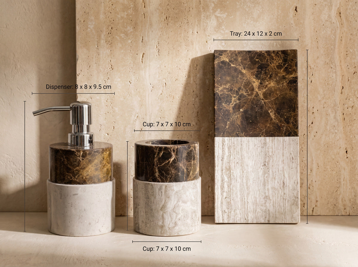 Two Tone Natural Marble Bathroom Set – dimensions set v2